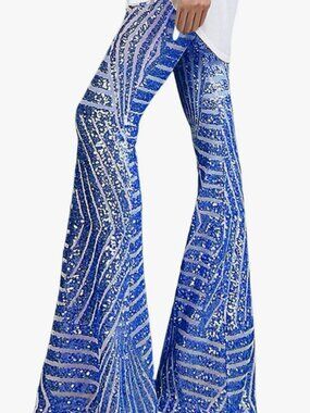 Sequin Flare Pants – High Waisted Bell Bottoms -Size XL - HS0332